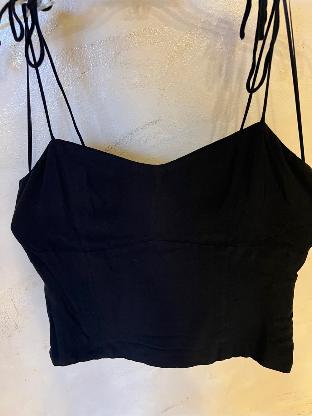 Womens Black Spaghetti Strap Crop Top